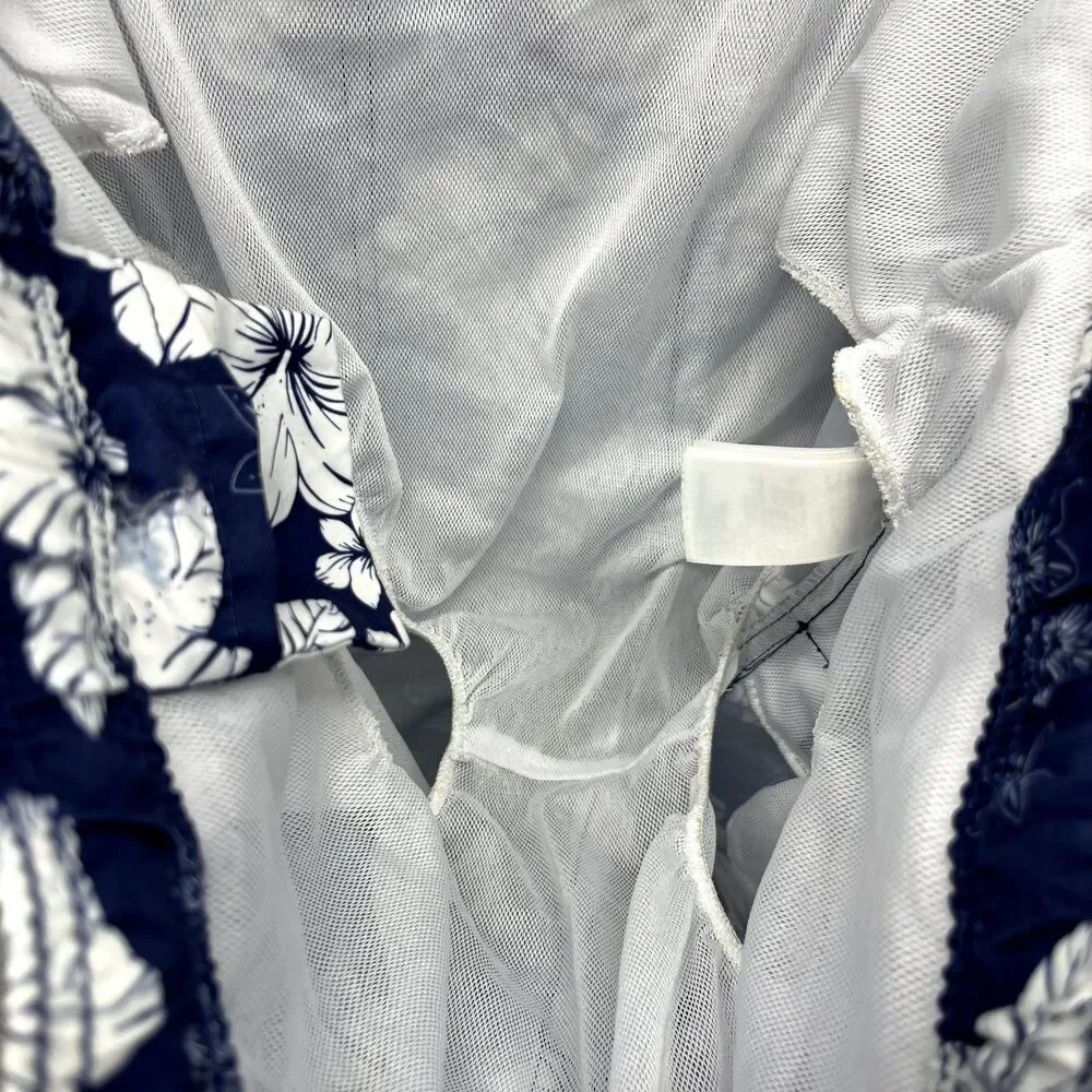 Amazon Essentials Board Swim Shorts Mens XXL Blue‎ White Floral Tropical Print